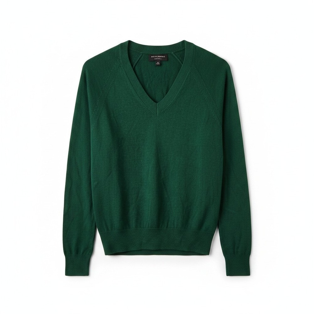 Banana Republic Forrest Green Cotton Blend V-neck Forever Sweater Women Size XS
